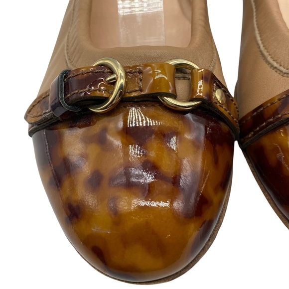 AGL Womens Shoes Monika Cap Toe Ballet Flats 7.5 Brown Tortoise Leather Designer - Picture 6 of 13